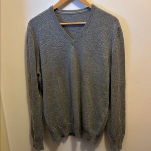 Women Gray V-Neck cashmere made in Italy Sweater